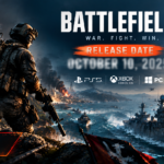 Battlefield 6 Season 4 showing soldier overlooking naval battle with ships, jets and explosions, release date blurred in background