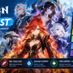 Genshin Impact tier list version 7.1 showing top characters ranked by DPS support and sustain roles in a fantasy setting