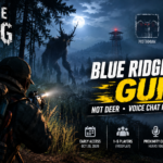 Blue Ridge Hunting guide featuring a hunter facing a mysterious deer-like cryptid in a foggy Appalachian forest, with Mothman, Dewayo, and Sheepsquatch profiles.