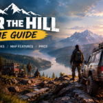 Over the Hill off-road exploration game featuring a rugged 4x4 vehicle, mountain trails, and four-player co-op gameplay.