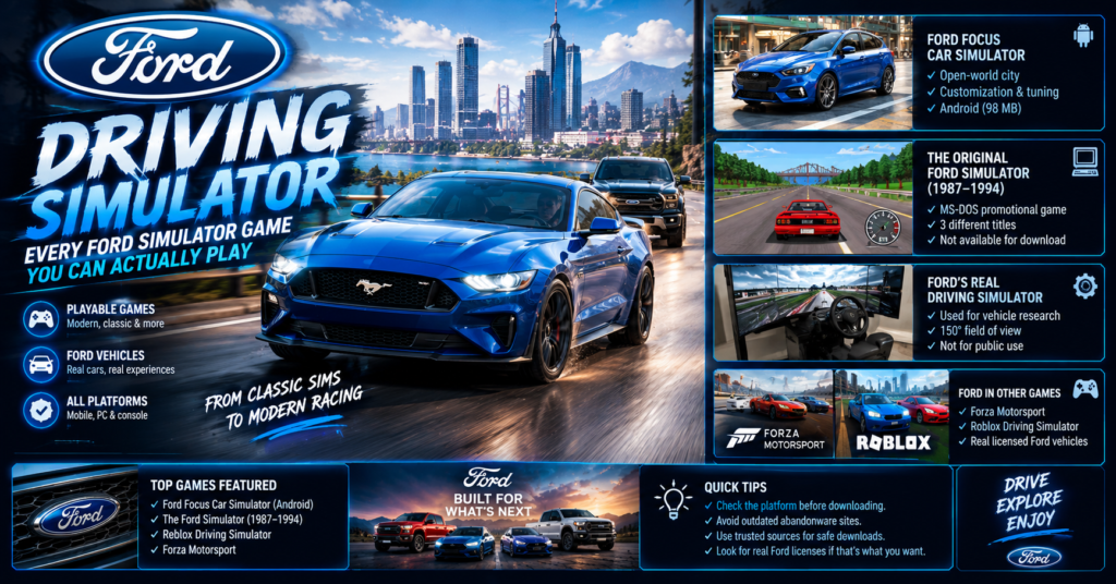 Ford Focus car driving simulator gameplay in open-world city with realistic traffic and customization