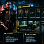 Cyberpunk 2077 King gear set guide showing all five outfit pieces, the Coronation Tech Revolver, and the Night City Prison duffle bag location.