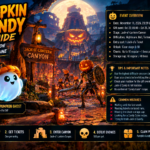 TBH Task Bar Hero Halloween event guide featuring the Pumpkin Candy pet, Jack-o'-Lantern Canyon, and Halloween rewards.
