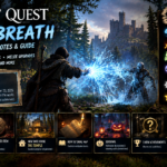 A Short Quest Frostbreath update guide showing a hooded adventurer casting icy magic at an undead enemy, with October 23 patch notes and new gameplay changes.